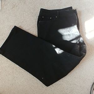 Plus size, petite black straight leg jeans.